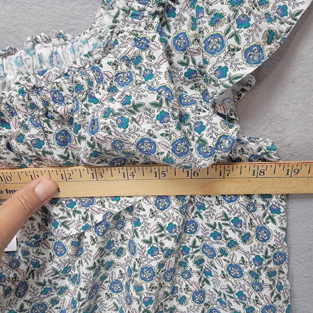Loft Linen Ditsy Floral Shirt Women M Top Cottagecore Pullover Ruffle Sleeveless - Picture 10 of 13